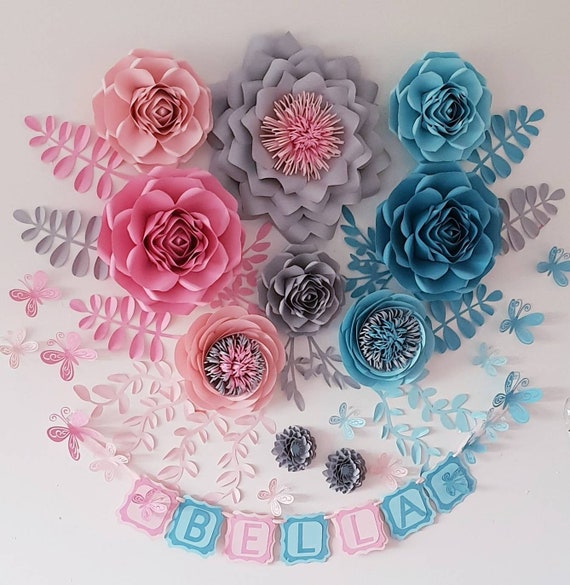 Paper Flower Backdrop Set Nursery Decor Girls Room Etsy