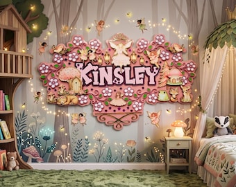 Personalised Enchanted Forest Nursery Decor, Fairy Nursery Decor, Fairy Wall Art, Enchanted Baby Room Sign, Enchanted Wooden Sign Decor