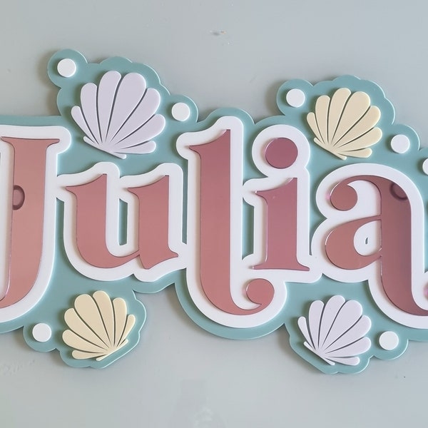 Acrylic Name|Mermaid acrylic name|Seashell Plaque | Sea Shell Name Plaque| | Mermaid Name Plaque |Little Mermaid|Wall Art|Custom Girls Name|