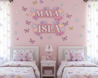 Triple Layered Acrylic Name Sign: Butterfly Nursery Decor