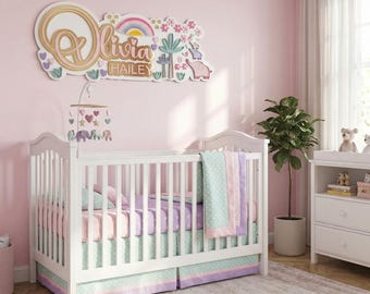 Custom Nursery Name Sign, Elephant Dreams Theme, Pastel Decor