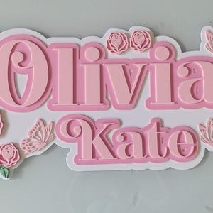 Floral Acrylic Nursery Name Sign: 3D Baby Girl Room Decor