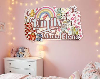 Custom Acrylic Nursery Name Sign, 80s Style, Girls Room Decor