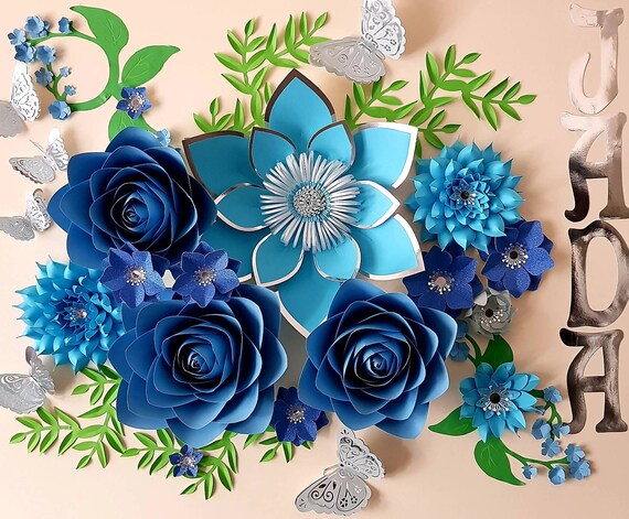 Paper Flower Nursery Set Girls Room Decor Paper Flower Wall Princess Party Baby Shower Bridal Shower Paper Flowers