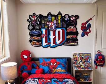 Custom Made Spider,  Name Sign, Boys Room, Acrylic Sign, Boys Party, Cars, Boys Gift, Christmas Gift, Birthday Gift, Super Heroes,