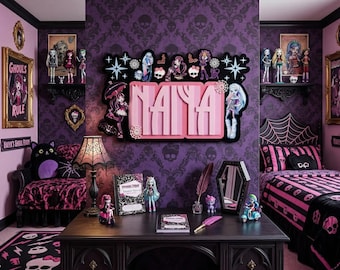 Girl Acrylic Sign, Fashion Dolls, Monster , Wall Sign, Girls Room, Custom Made, Personalised Name, Birthday Gift, Birthday Backdrop