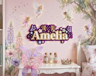 Acrylic Fairy Name Plaque: 3D Butterfly Girl's Room Decor