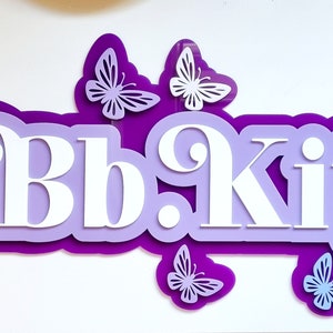 Acrylic NameName Plaque Butterfly Name Plaque 3d Name Sign Script Name Custom Name sign Girls Personalised NameTriple Layered Name image 2