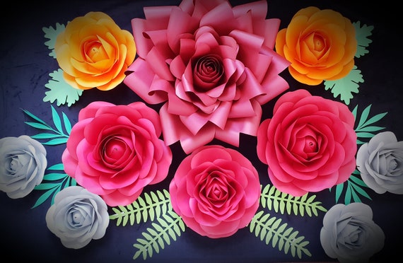 Paper Rose Set Backdrop Tropical Party Birthday Party Etsy