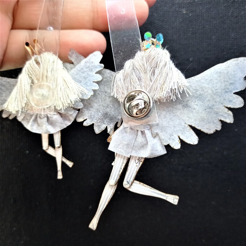Angel doll is articulated-a paper puppet. Fairy/Butterfly doll, art doll that is a jewelry. image 10