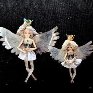 Angel doll is articulated-a paper puppet. Fairy/Butterfly doll, art doll that is a jewelry. image 2