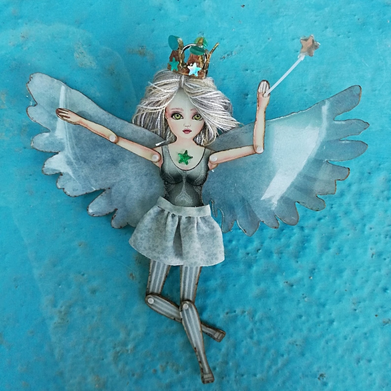 Angel doll is articulateda paper puppet. Fairy/Butterfly Etsy