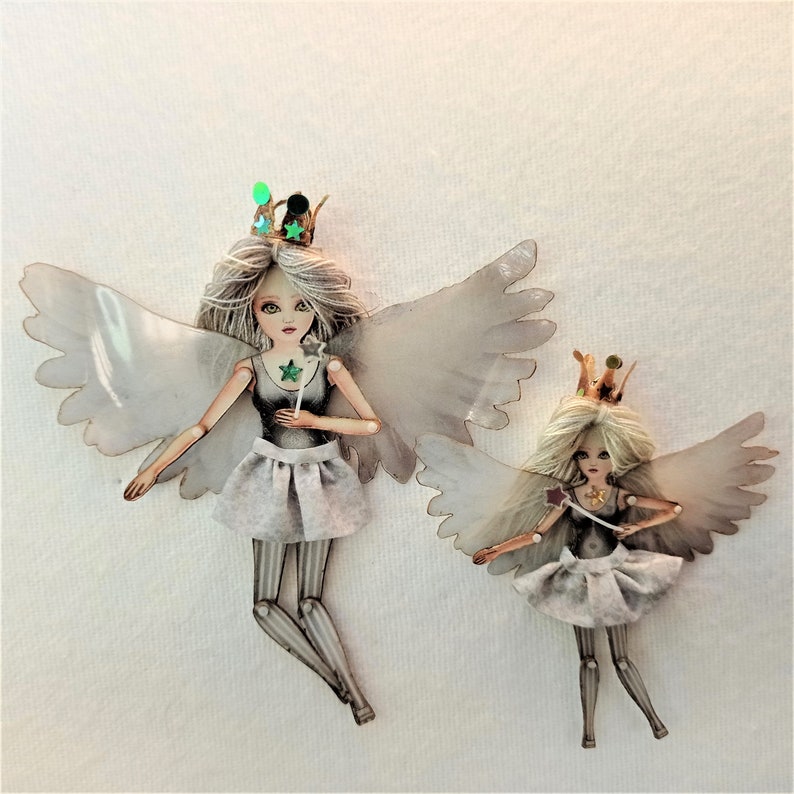 Angel doll is articulated-a paper puppet. Fairy/Butterfly doll, art doll that is a jewelry. image 4