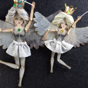 Angel doll is articulated-a paper puppet. Fairy/Butterfly doll, art doll that is a jewelry. image 5