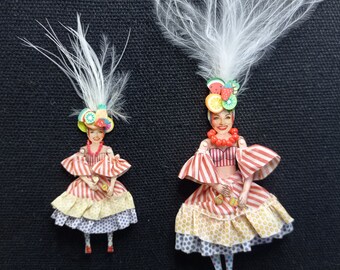 Carmen Miranda doll is articulated-a paper puppet. Fun doll, art doll that is a jewelry.