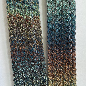 Handmade Hand Knit Chunky Knit Infinity Scarf Turquoise Teal Bronze ...