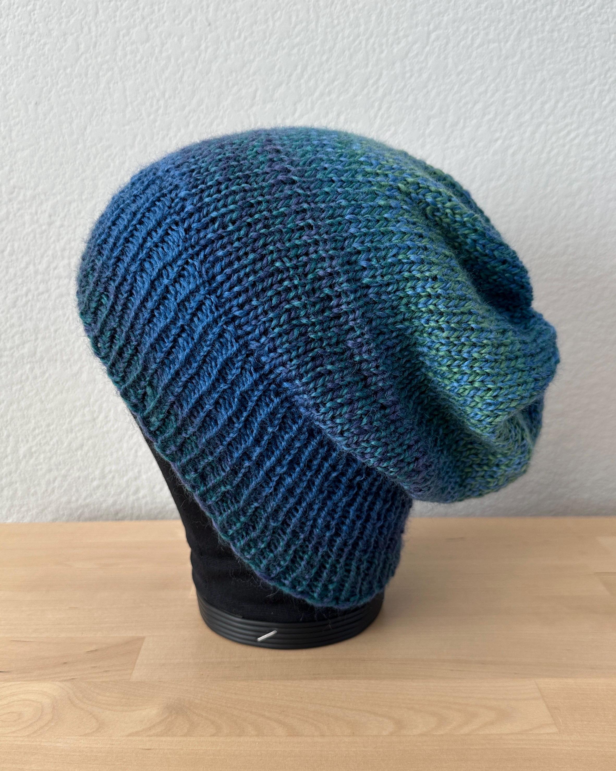 Clyde Chunky Knit Cap Hat Handmade Variated Indigo Beanie Indigo Beanie - KB Looms Blog main image 2