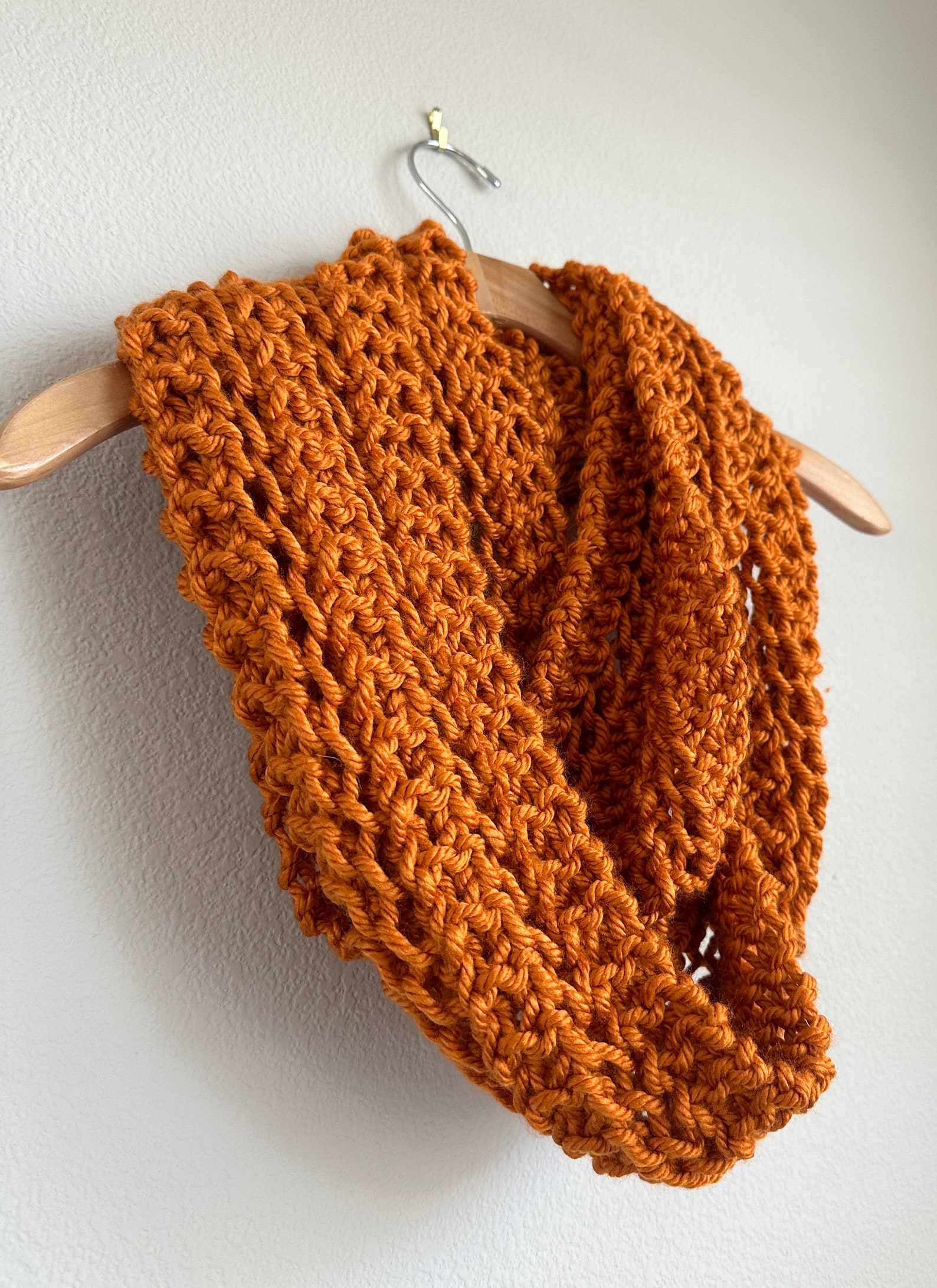 Handmade Hand Knit Chunky Infinity Scarf Pumpkin Orange Fall Autumn ...