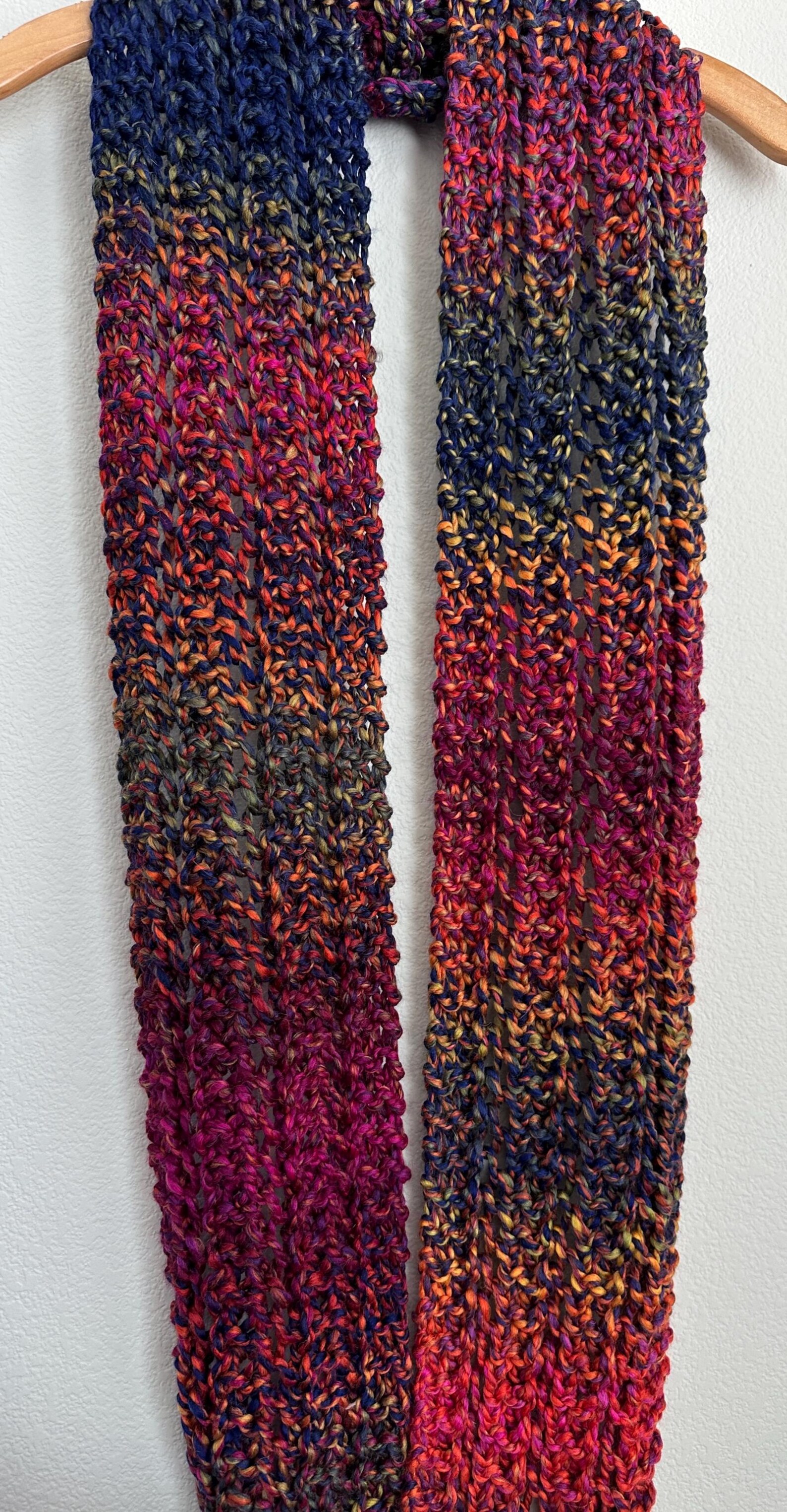Handmade Hand Knit Rainbow Chunky Infinity Scarf Bright Colorful Super ...