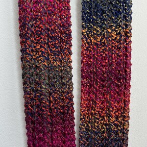 Handmade Hand Knit Rainbow Chunky Infinity Scarf Bright Colorful Super ...