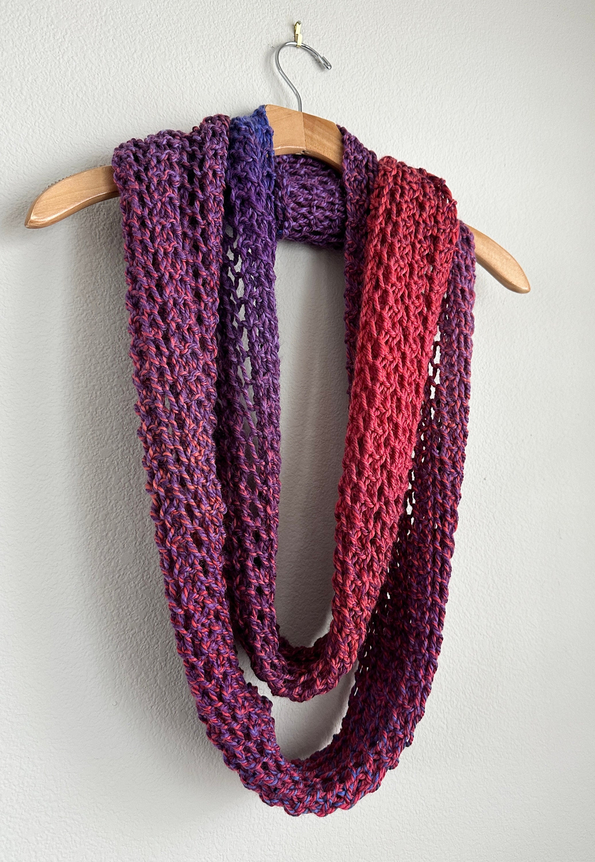 Handmade Hand Knit Luxury Superwash Wool Infinity Scarf Warm Soft Cozy ...