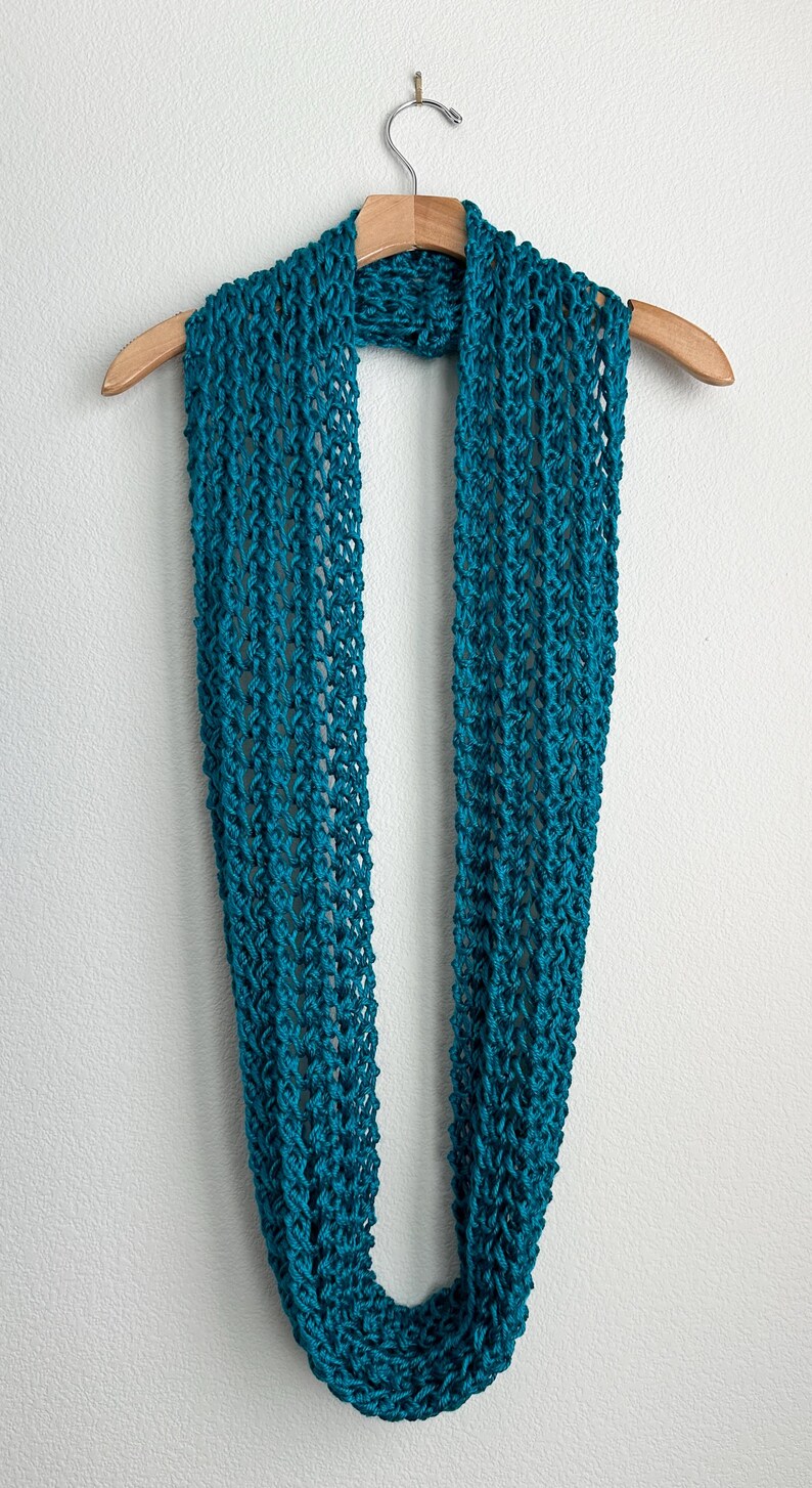 Handmade Hand Knit Wool Free Infinity Scarf Vibrant Bright Teal Blue ...