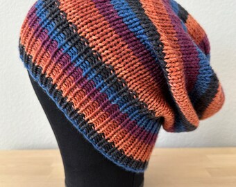 The Purple Grunge Beanie Hat - Purple Knitted Hat - Slouchy  display picture 1