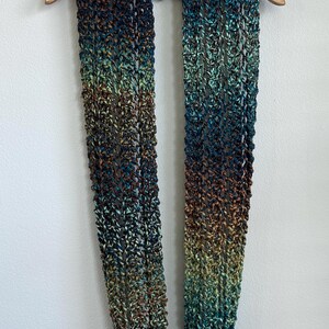 Handmade Hand Knit Chunky Knit Infinity Scarf Turquoise Teal Bronze ...