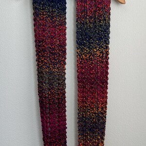 Handmade Hand Knit Rainbow Chunky Infinity Scarf Bright Colorful Super ...