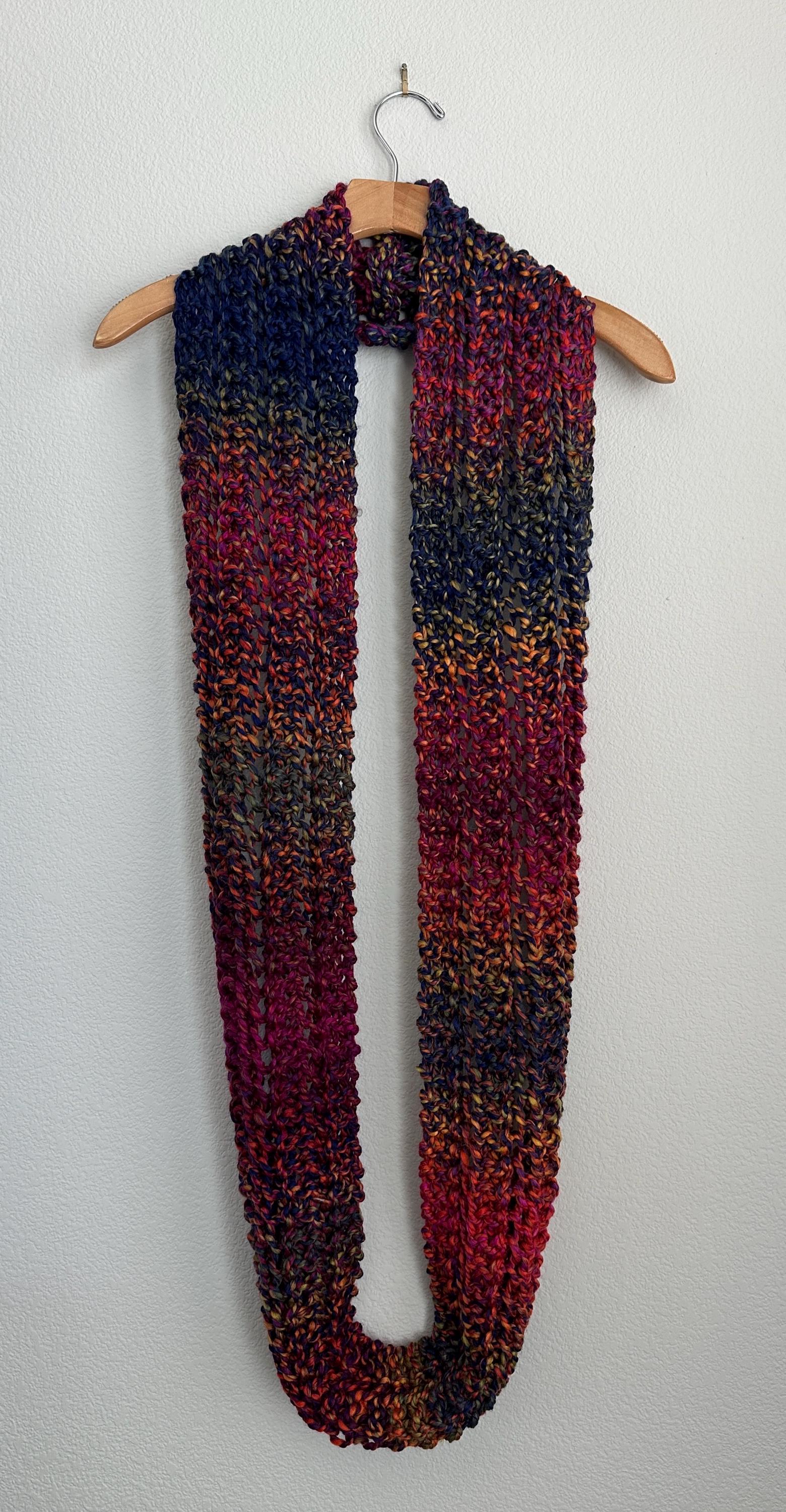 Handmade Hand Knit Rainbow Chunky Infinity Scarf Bright Colorful Super ...