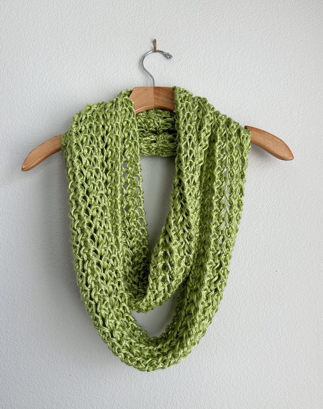 Handmade Hand Knit Wool Free Infinity Scarf Chartreuse Avocado Green ...