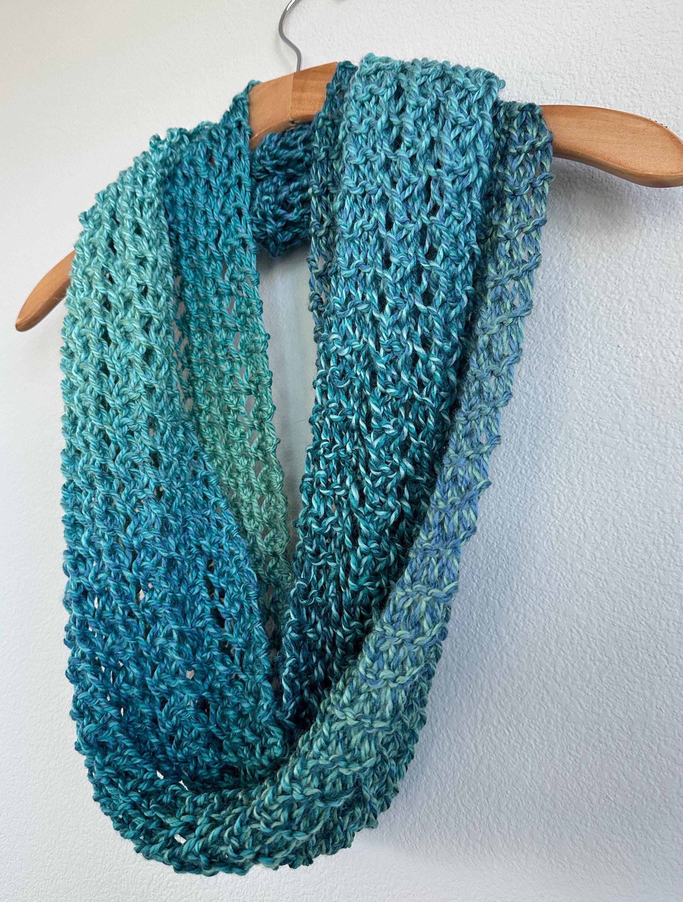 Handmade Hand Knit Chunky Infinity Scarf Colorful Soft Warm Wool Scarf ...