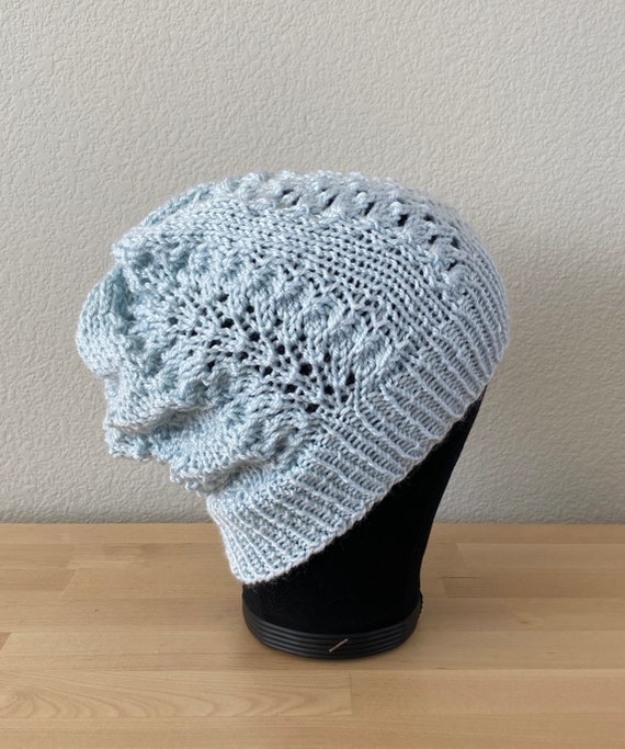 Handmade Hand Knit Slouchy Lace Beanie Slightly Slouchy  display picture 2