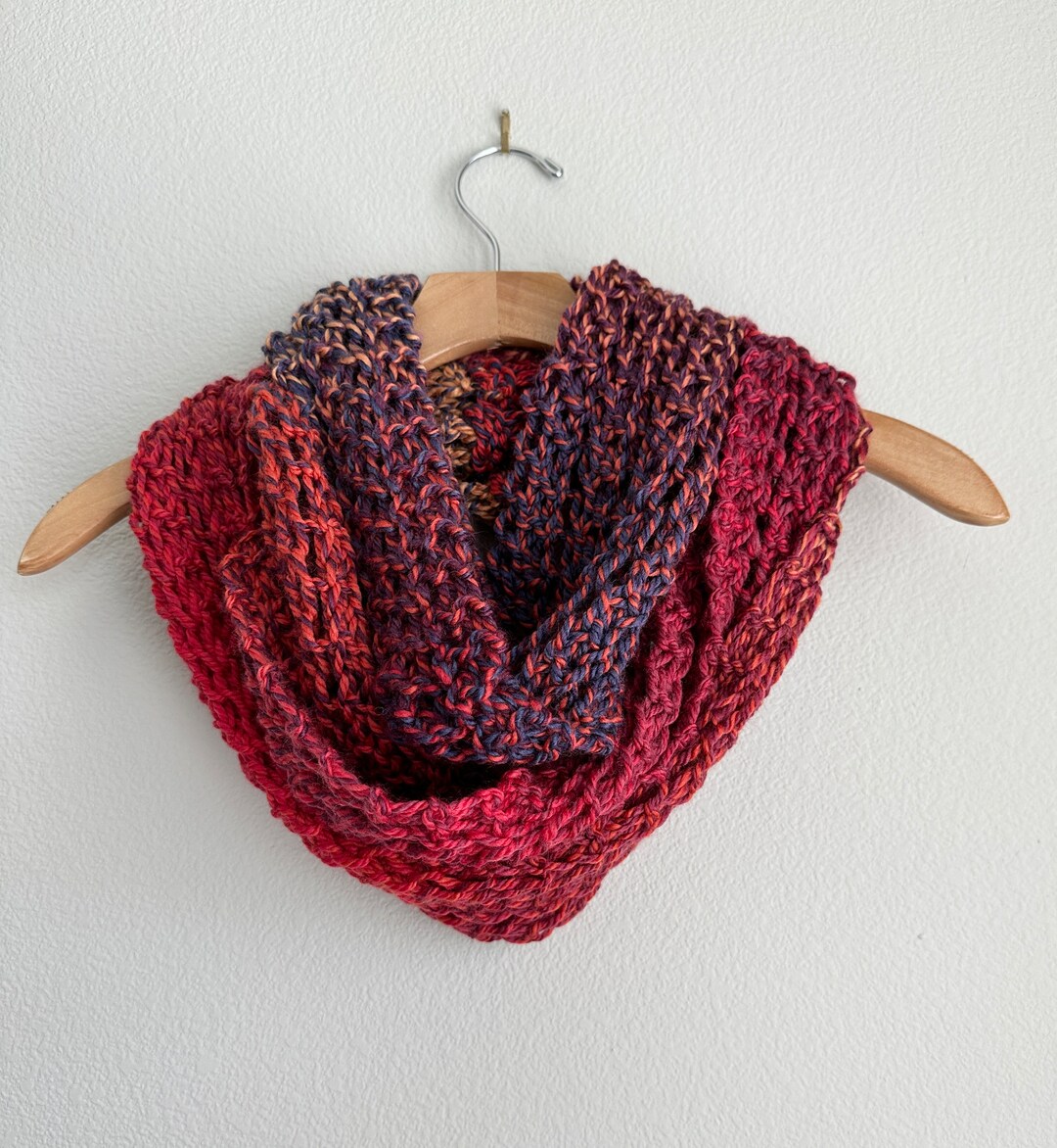 Handmade Hand Knit Luxury Superwash Wool Infinity Scarf Warm Soft Cozy ...