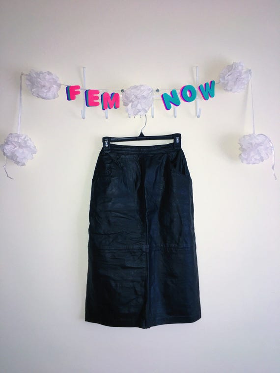 Rare Vintage 1980s Skirt, Leather By Gianni – Lea… - image 1