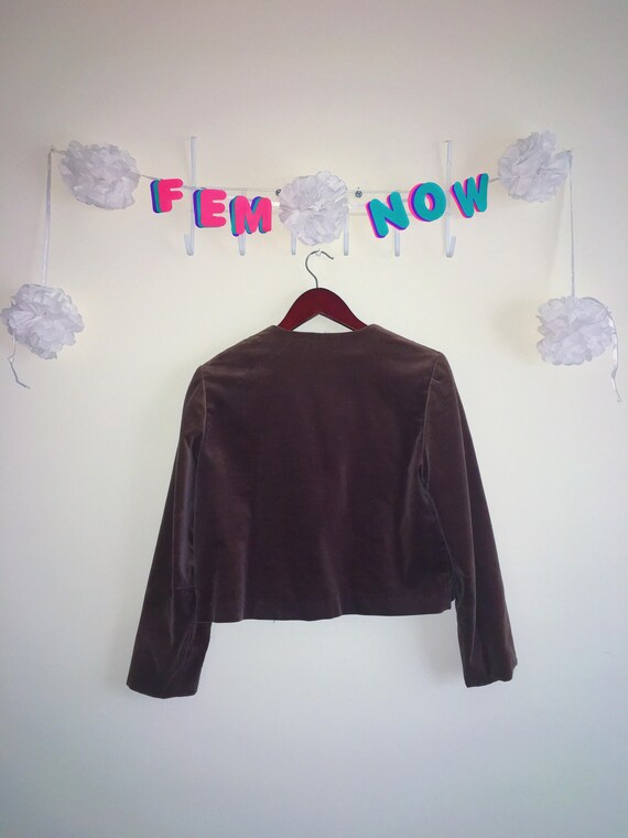 Vintage 1970s Jacket, KT II – Velvet Brown Crop - image 2