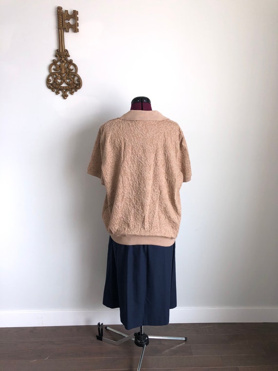 Vintage 1980s Sweater, Alfred Dunner – Tan Emboss… - image 4