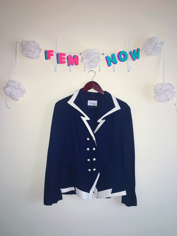 Vintage 1980s Blazer, DJ Summers – Navy with White