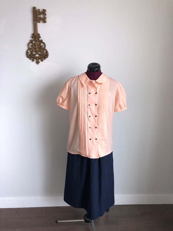 Rare Vintage 1940s Shirt, Judy Bond - Peach Butto… - image 3