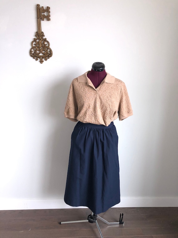 Vintage 1980s Sweater, Alfred Dunner – Tan Emboss… - image 1