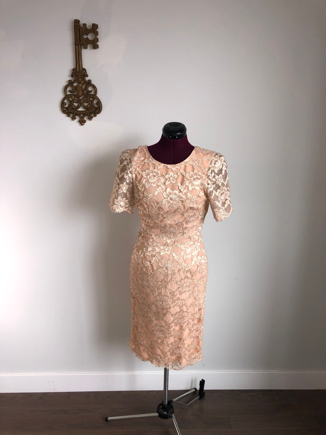 Rare Vintage 1960s Dress Leslie Fay Evenings Peach / Gold - Etsy