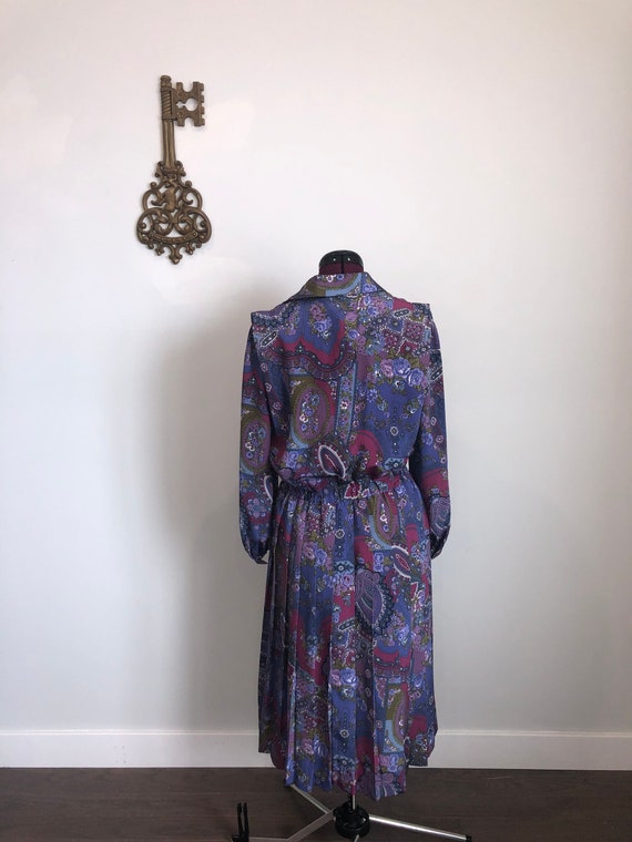 Vintage 1980s Dress, Schrader Petit - Purple Pais… - image 3