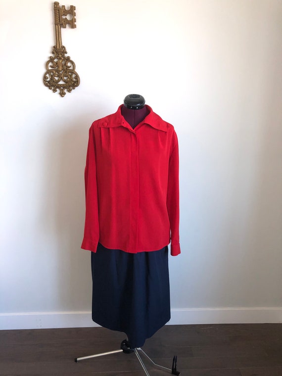 Vintage 1980s Blouse, K. Arnold - Oversized Neck - image 2