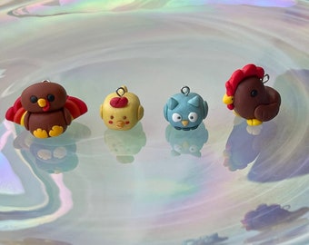 Kawaii Cute Birds Polymer Clay Charm, Handmade Animal Accessory, Adorable Bird Jewelry, Unique Gift for Nature Lovers, Fun Miniature