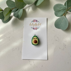 Kawaii Cute Avocado Polymer Clay Charm, Handmade Food Accessory, Adorable Avocado Jewelry, Unique Gift for Food Lovers, Fun Miniature