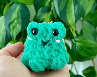 Frog Amigurumi Keychain, Handmade Crochet Stuffed Animal Plush