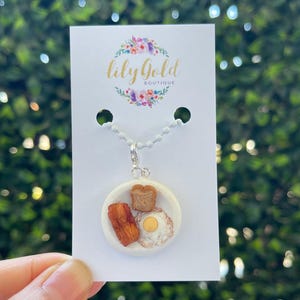 Breakfast Meal Polymer Clay Charm, Handmade Charms, Cute Miniature Food, Unique Gift