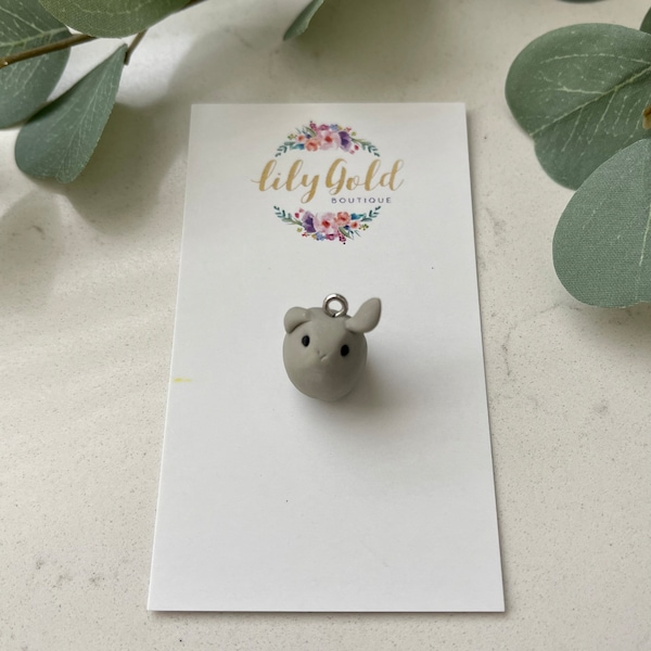 Kawaii Cute Gray Rabbit Polymer Clay Charm