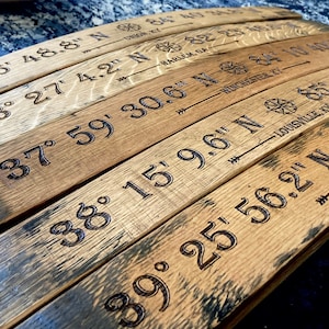 Full Length Stave - Coordinates on Barrel, Coordinates Gift, Longitude, Latitude, Map, Coordinates, GPS sign, City Map Coordinates