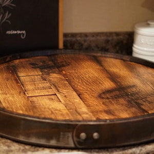 Lazy Susan Bourbon Barrel Lid, Lazy Susan Barrel Head, Lazy Susan Centerpiece, Lazy Susan Serving Tray, Personalized Whiskey Barrel Head